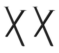 vidaXL Patas para mesa de comedor en forma de X (2 unidades), color negro, 90 x (72-73) cm, acero