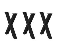 vidaXL Patas para mesa de comedor en forma de X (3 unidades), color negro, 80 x (72-73) cm, acero
