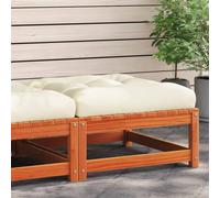 vidaXL Patio Footstool with Cushion Wax Brown Solid Wood Pine