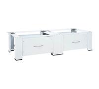 vidaXL Soporte Pedestal Doble para Lavadora con cajones Blanco, Soporte para Lavadora, Plataforma para Lavadora y Secadora, pedestales para lavandería