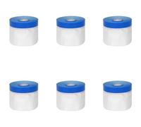 VidaXL - Película de enmascaramiento con cinta adhesiva (6 unidades, transparente y azul, película de enmascaramiento exterior, impermeable, pintor, protección contra el polvo, resistente, fácil de