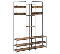 vidaXL Perchero con Banco para Zapatos Madera Envejecida, Perchero rústico Industrial para Dormitorio, Sala, Pasillo, Organizador de Ropa y solución de Almacenamiento