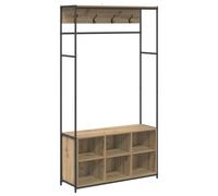 vidaXL Perchero con Banco para Zapatos Roble Artisan, Perchero rústico Industrial para Dormitorio, Sala, Pasillo, con múltiples Ganchos, Organizador de Entrada, Ahorra Espacio
