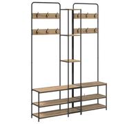 vidaXL Perchero con Banco para Zapatos Roble Artisan, Perchero rústico Industrial para Dormitorio, Sala, Pasillo, Organizador de Ropa y solución de Almacenamiento