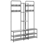 vidaXL Perchero con Banco para Zapatos Sonoma Gris 143 x 30 x 199,5 cm, Perchero rústico Industrial para Dormitorio, Sala, Pasillo, Organizador de Ropa y solución de Almacenamiento