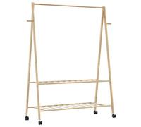 vidaXL Perchero con estantes y Ruedas 132x45,5x155,5 cm bambú