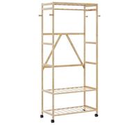 vidaXL Perchero con estantes y Ruedas 90x40x179,5 cm bambú, Perchero, Perchero con Estante, Perchero con Gancho, Perchero para Colgar Ropa