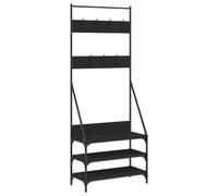 vidaXL Perchero con Zapatero, Perchero de Pie con Almacenamiento, Soporte para Ropa Bolsos, Estantes Inferiores para Zapatos, Negro