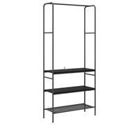 vidaXL Perchero de en Roble Negro, Hecho de Madera de ingeniería y Acero, con Acabado Mate. Mide 77 x 30 x 171 cm Interiores, ofreciendo Mucho Espacio de Almacenamiento para tu Dorm