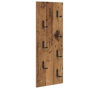 vidaXL Perchero de Madera Vieja para Montar en la Pared 30 x 1.5 x 80 cm Marrón. Fácil de Limpiar. Ganchos Metálicos Estables. Ideal para Organizar Entradas y Pasillos. Diseño Moderno. Capacidad Tota