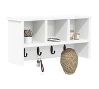 vidaXL Perchero de Pared Blanco 50 x 16 x 26 cm Madera contrachapada, Perchero Moderno para Pasillo, Organizador Multiuso, estantes rectangulares, soluciones para Ahorrar Espacio