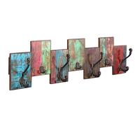 vidaXL Perchero de Pared 7 Ganchos Multicolor Percha Madera Maciza Reciclada