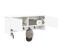 vidaXL Perchero de Pared Blanco de Madera de ingeniería, 80 x 20 x 30 cm. Estantes fáciles de Limpiar y con Ganchos. Ideal para Interiores, se Monta fácilmente por una Persona. Organizador Moderno y