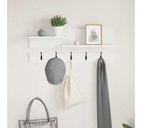 vidaXL Perchero de pared 90 x 15 x 36 cm Madera de ingeniería, Perchero rectangular, estante de madera, ganchos, decoración de entrada, para organizar tu hogar