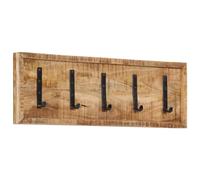 vidaXL Perchero de Pared con 5 Ganchos Madera Maciza de Mango
