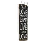 vidaXL Perchero Pared Love Life con 6 Ganchos 120x40cm Decoración Casa Hogar