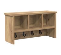 vidaXL Perchero de Pared con Almacenamiento de Madera de Roble, 50 x 16 x 26 cm, Varios Ganchos, diseño Moderno Que Ahorra Espacio, Marco marrón y Estante para Interiores, Superficie fácil de Limpiar