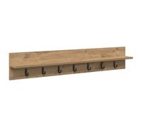 vidaXL - Perchero de pared con espacio de almacenamiento, 100 x 10,5 x 18 cm, de roble artesanal, madera revestida, con ganchos marrones para abrigos