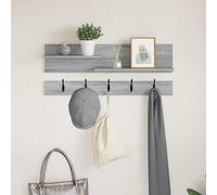 vidaXL Perchero de pared con estante 90 x 15 x 36 cm, Mueble de almacenamiento para pasillo, diseño moderno, perchero rectangular con ganchos, estante de pared de madera