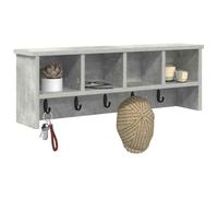 vidaXL Perchero de Pared en Gris concreto, de Madera de ingeniería, Mide 75 x 16 x 26 cm. Es Moderno Entrada o el Pasillo. Tiene Ganchos y Espacio para estantes, diseño Que Ahorra