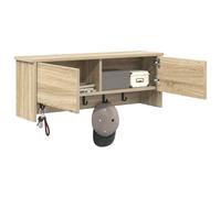 vidaXL Perchero de Pared con Estante Roble Sonoma 80 x 20 x 30 cm, Organizador de Abrigo, Perchero Moderno montado en la Pared, Ganchos rectangulares, diseño Minimalista Que Ahorra Espacio