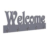 vidaXL Perchero de Pared con la Palabra Welcome con 5 Ganchos de Metal de MFD Gris 50x23 cm Percha para Colgar Abrigos Sombreros Entrada