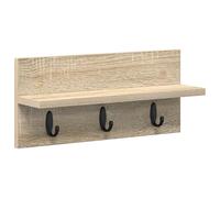 vidaXL Perchero de pared de 40 x 10,5 x 18 cm de roble Sonoma. Diseño moderno que ahorra espacio con una capacidad de gancho de 10 kg.