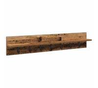 VidaXL - Perchero de pared de madera envejecida con espacio de almacenamiento, 100 x 10,5 x 18 cm, ganchos marrones para ropa, sombreros y bolsos.