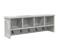 vidaXL Perchero de Pared en Gris concreto, de Madera de ingeniería, Mide 75 x 16 x 26 cm. Es Moderno Entrada o el Pasillo. Tiene Ganchos y Espacio para estantes, diseño Que Ahorra