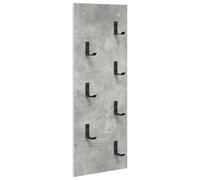 vidaXL Perchero de pared en gris concreto, hecho de madera engineered. Mide 30 x 1.5 x 80 cm. Tiene un diseño moderno que ahorra espacio, con un acabado mate y ganchos ideales para abrigos, sombreros