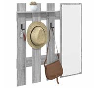 vidaXL Perchero de Pared con Espejo Gris Sonoma 100 x 10 x 100 cm, Estante para Pasillo, Perchero Rectangular Moderno, Organizador Minimalista para Entrada, solución Funcional