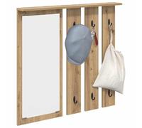 vidaXL Perchero para colgar en la pared de roble artificial, 84 x 10 x 80 cm, piezas metálicas estables para uso en interiores, mantiene la ropa, sombreros, bolsas ordenadas, fácil de limpiar