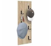 vidaXL Perchero de pared Roble Sonoma 30 x 1,5 x 80 cm, Perchero de pared para pasillo, ganchos rectangulares, ideal para organizar tu entrada y amueblar tu hogar