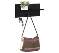 vidaXL Perchero de Pared Negro de Roble 40 x 10.5 x 18 cm, Hecho de Madera de ingeniería, con Acabado Mate. Tiene un diseño Moderno Que Ahorra Espacio, con Ganchos y estanterías para Almacenamiento.