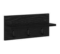 vidaXL Perchero de pared en color negro y roble, 40 x 10,5 x 18 cm, hecho de material de madera. Diseño práctico y moderno con ganchos y estantes que ahorran espacio.
