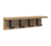 vidaXL Perchero de Pared Roble Artesanal 40 x 10,5 x 10,5 cm, Organización de Pasillo, Estante Moderno, Ganchos de Pared, Organizador Que Ahorra Espacio, Estante Funcional