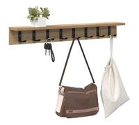 vidaXL Perchero de Pared Roble Artesanal 80 x 10,5 x 10,5 cm, Perchero Moderno para Pared, Organizador de Entrada, solución Rectangular, Estante Funcional y Ganchos
