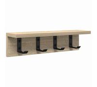 vidaXL Perchero de Pared de Roble Sonoma de 40 x 10.5 cm, un Organizador Moderno para el Pasillo. Hecho de Madera de ingeniería, con Ganchos de Metal y una Superficie fácil de Limpiar. Ideal para co