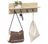 VidaXL - Perchero de pared de madera de roble Sonoma de 60 x 10,5 x 18 cm para uso en interiores con acabado marrón mate de estilo moderno.