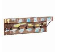 vidaXL Perchero Multicolor de Madera Sólida Reciclada con 5 Ganchos para Almacenaje en Entrada o Pasillo Rústico Montado en la Pared, Solución Decorativa Interior Estilosa