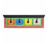 vidaXL Perchero Negro 80 x 25 x 2 cm Madera de mango maciza | Vibes bohemias funky que dan vida a cualquier espacio, Cuatro ganchos para todas tus cosas,