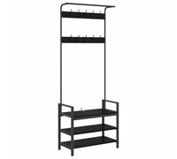 vidaXL Perchero Otro Roble Negro 75 x 34 x 184 cm Madera contrachapada, Perchero Rectangular Moderno, pies Ajustables, Resistente, Organizador Multifuncional para la Entrada