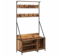vidaXL Perchero para Ropa con Estante Madera Vieja 100 x 41 x 184 cm, Ideas rústicas para Almacenamiento en Dormitorio, Perchero Rectangular, Organizador de Ropa y Zapatos, Ahorra Espacio