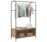 vidaXL Perchero con estantes de Roble Artesanal Solución de Almacenamiento 100x44x160 cm Metal Madera Moderno Montaje Necesario Perchero de Dormitorio Independiente Resistente
