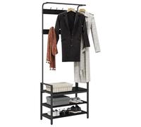 vidaXL Perchero Otro Roble Negro 75 x 34 x 184 cm Madera contrachapada, Perchero Rectangular Moderno, pies Ajustables, Resistente, Organizador Multifuncional para la Entrada