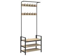 vidaXL Perchero Roble Sonoma 75 x 34 x 184 cm Madera contrachapada, Perchero Rectangular Moderno, pies Ajustables, Resistente, Organizador Multifuncional para la Entrada