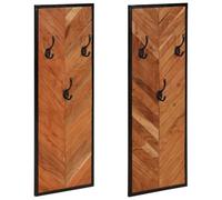 vidaXL Percheros 2 uds madera madera maciza de acacia 35x1x90 cm, perchero de ropa, colgador de ropa, perchero de madera, perchero de ropa