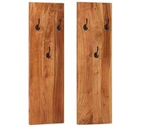 vidaXL 2X Madera Maciza de Acacia Percheros de Pared Estante Tendedero Percha de Recibidor Entrada Pasillo Dormitorio Colgador Llaves Ropas 36x3x110cm