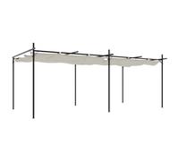 vidaXL Pérgola con Cubierta Retráctil, Carpa para Reuniones, Cenador para Fiestas, Pabellón para Jardín Patio, Color Crema 589x292x230 cm