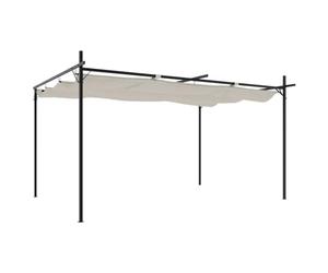 vidaXL Pérgola con Cubierta retráctil Color Crema 395x292x230 cm